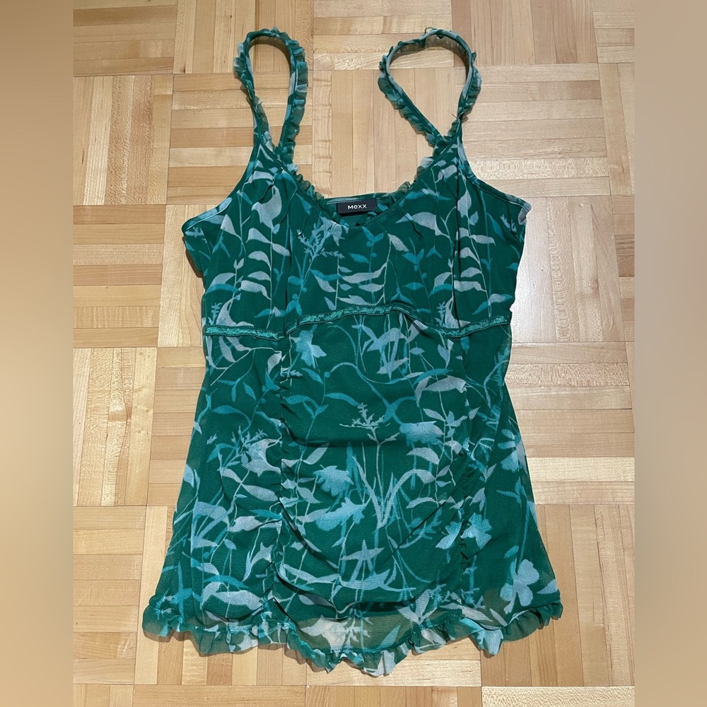 MEXX Women’s Green and Blue Y2K Mesh Tank Top